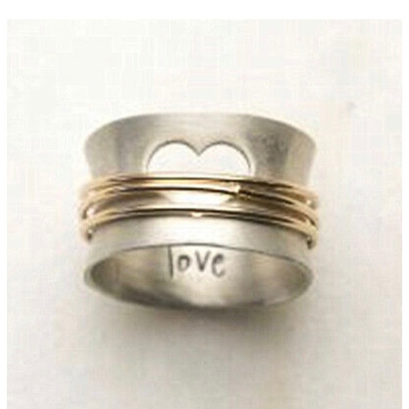Jewelry - NEW 925 Sterling silver Two Tone Heart Ring